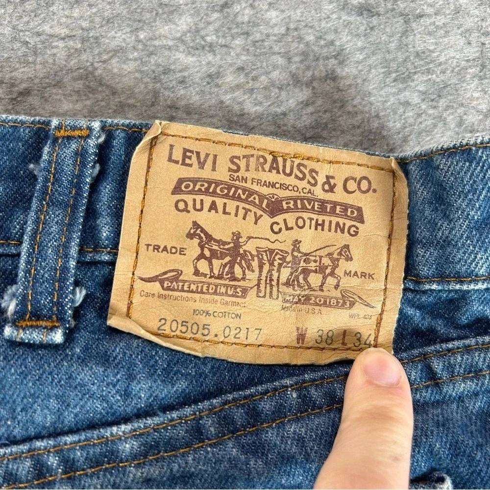Vintage Levi's 20505 0217 Jeans Mens 38x34 Blue Orange Tab Straight Leg 1980s